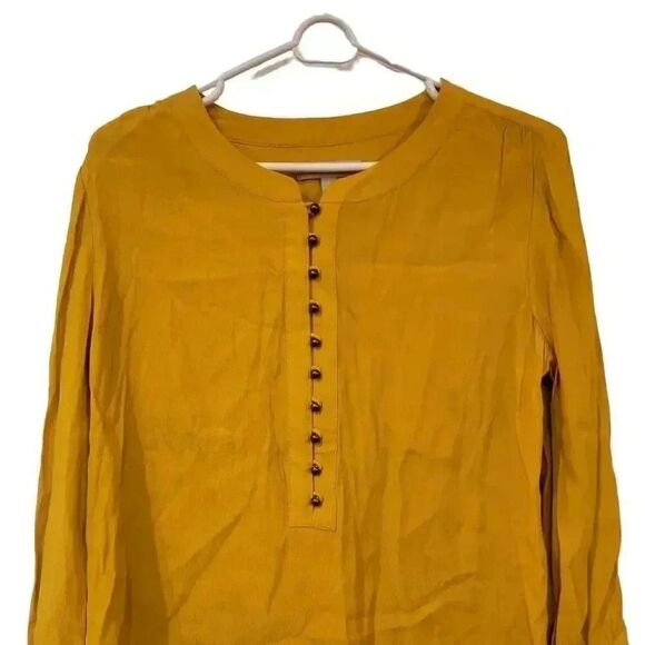 Banana Republic Women's Mustard Yellow Viscose Blouse - Picture 2 of 10